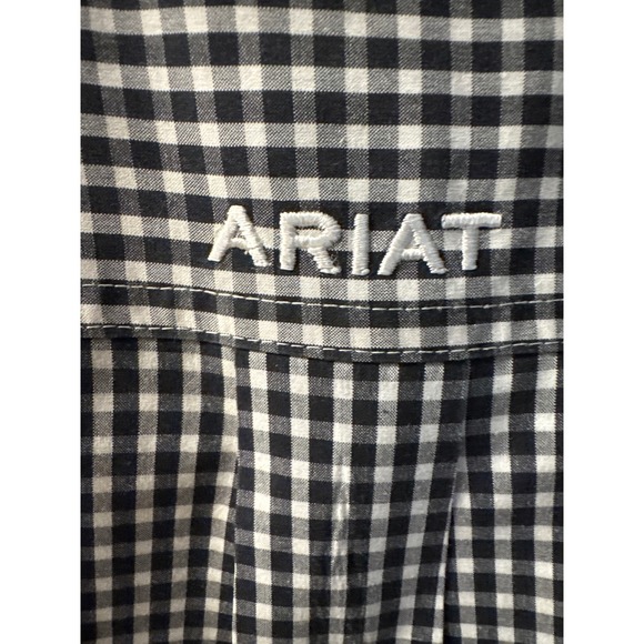 Ariat PRO Series Men's Black White Gingham Check Long Sleeve Button Down Shirt - Picture 5 of 5